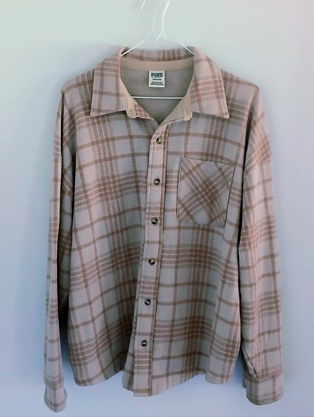 Victoria Secret PINK Thick Plaid Button Up Shirt Collared Shacket Small